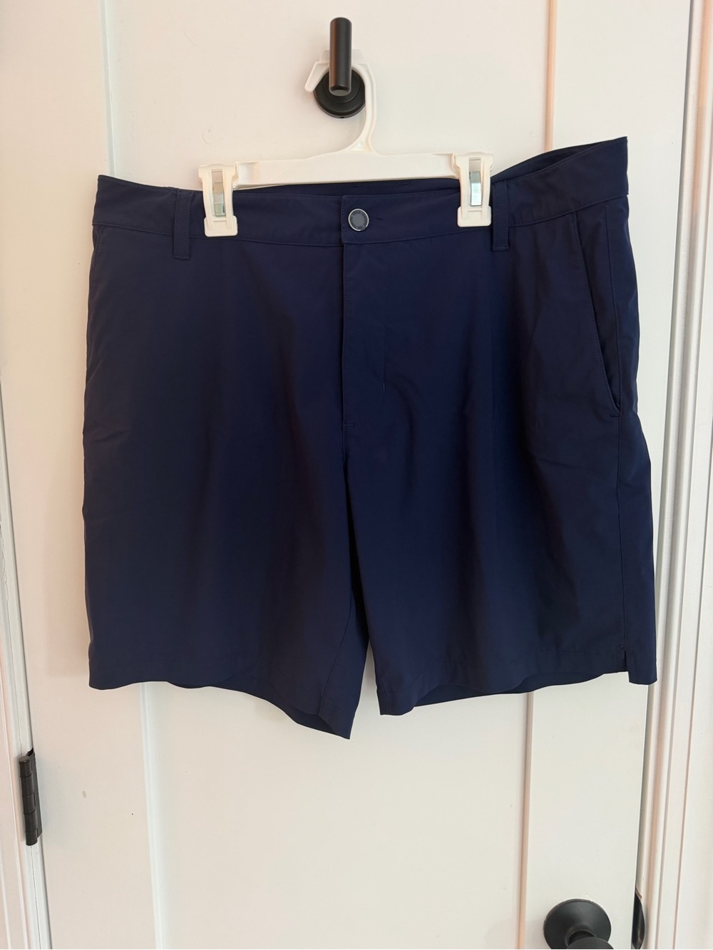 RHONE Navy Resort Shorts Flat-Front Performance Shorts